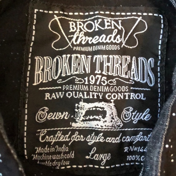 NEW Broken Threads Size Large Button Down Shirt Collared Black - Picture 5 of 7